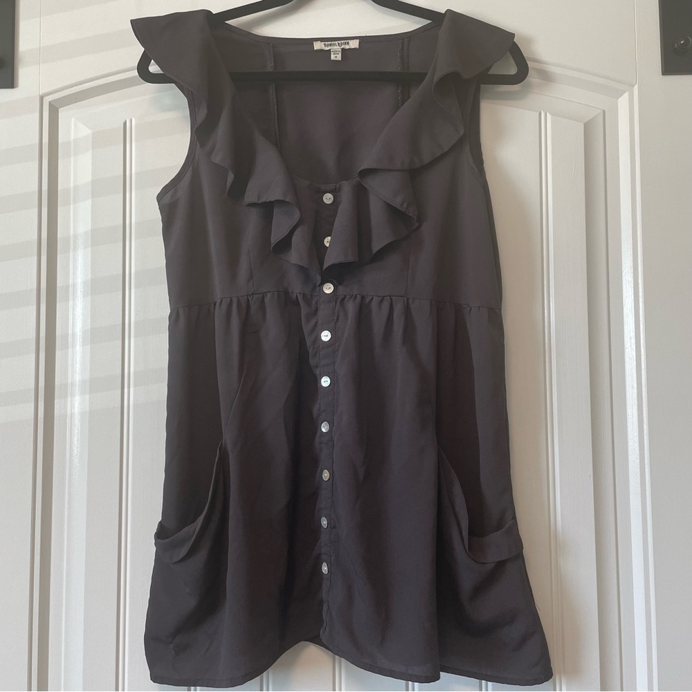 Daniel Rainn Grey Blouse with Pockets Size Medium